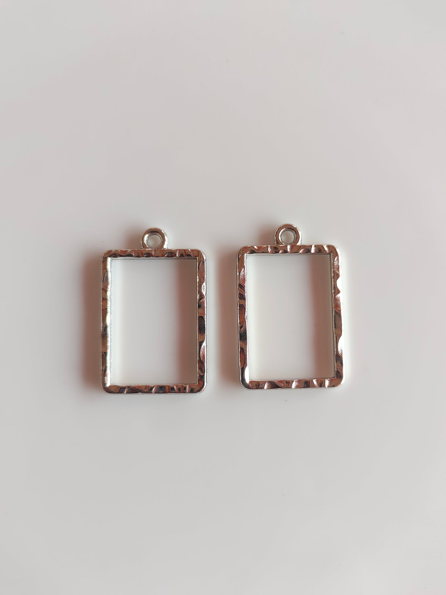Silver Square Hammered Bezel - 1 Piece