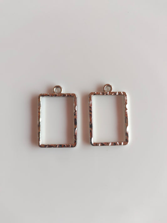 Silver Square Hammered Bezel - 1 Piece