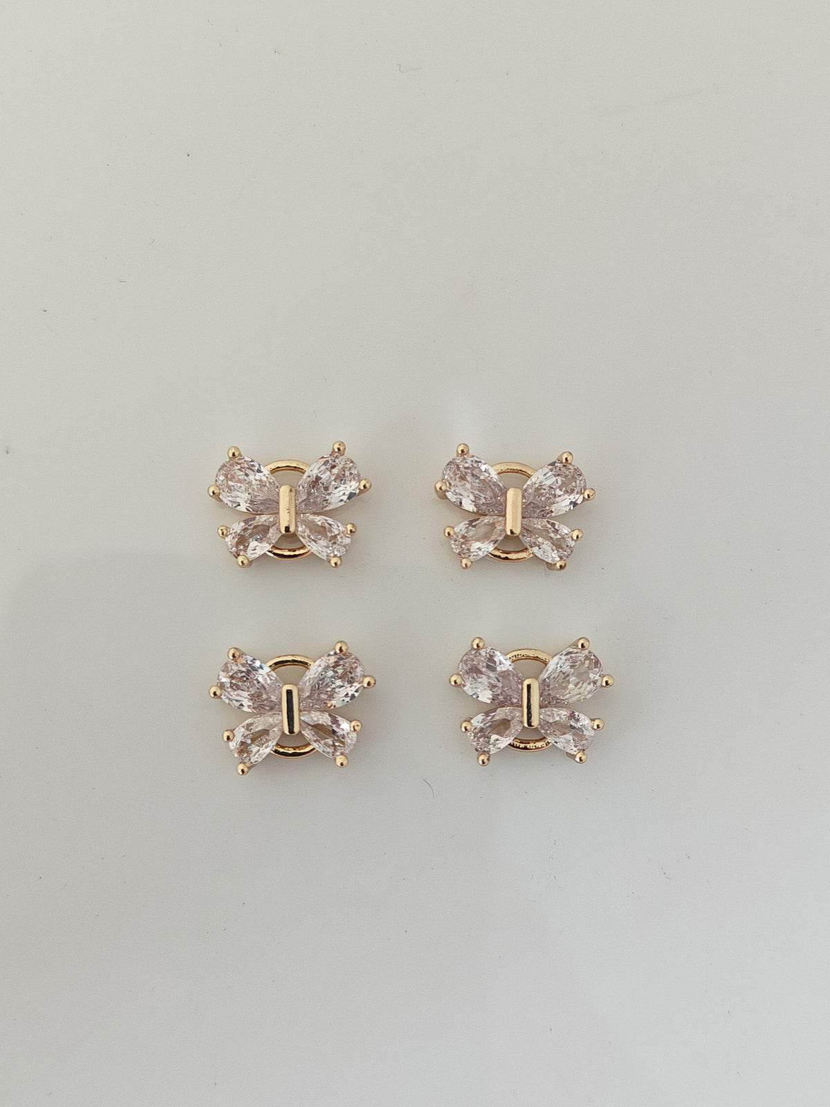 CZ 4SS Butterfly Connector Charm Rhodium - 1 Piece