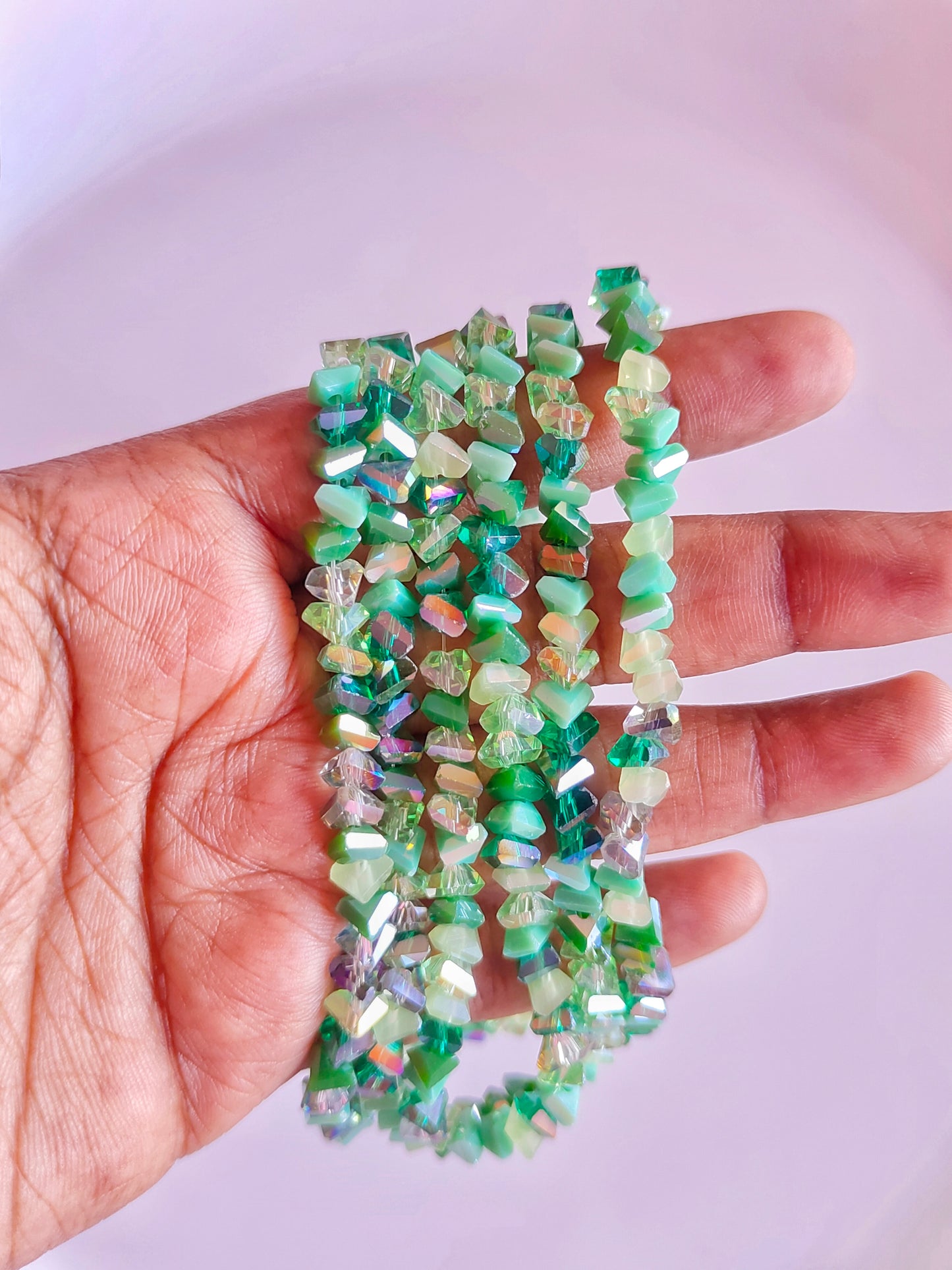 Premium Green Triangle Crystal Beads
