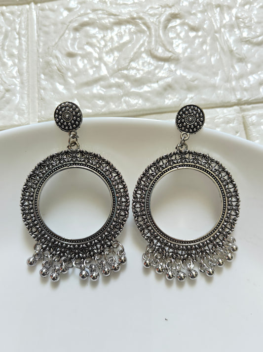 Silver Round Jhumka Base - 1 Pair