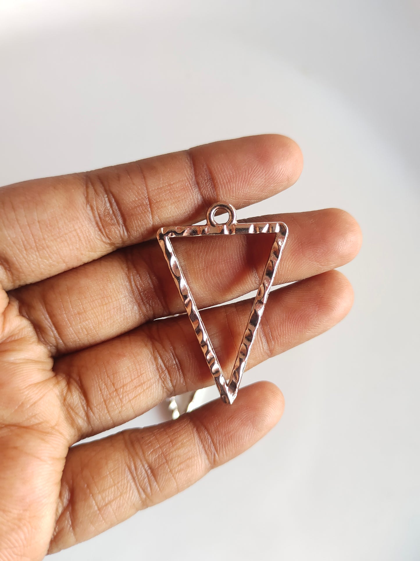 Silver Triangle Hammered Bezel - 1 Piece