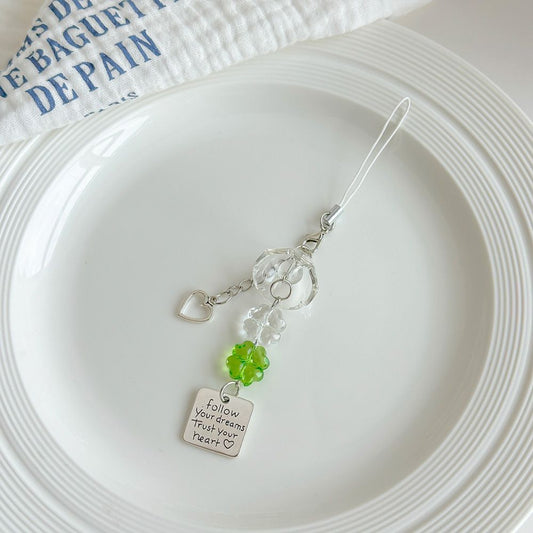 Green Clover Luck Phone Hanging Charm
