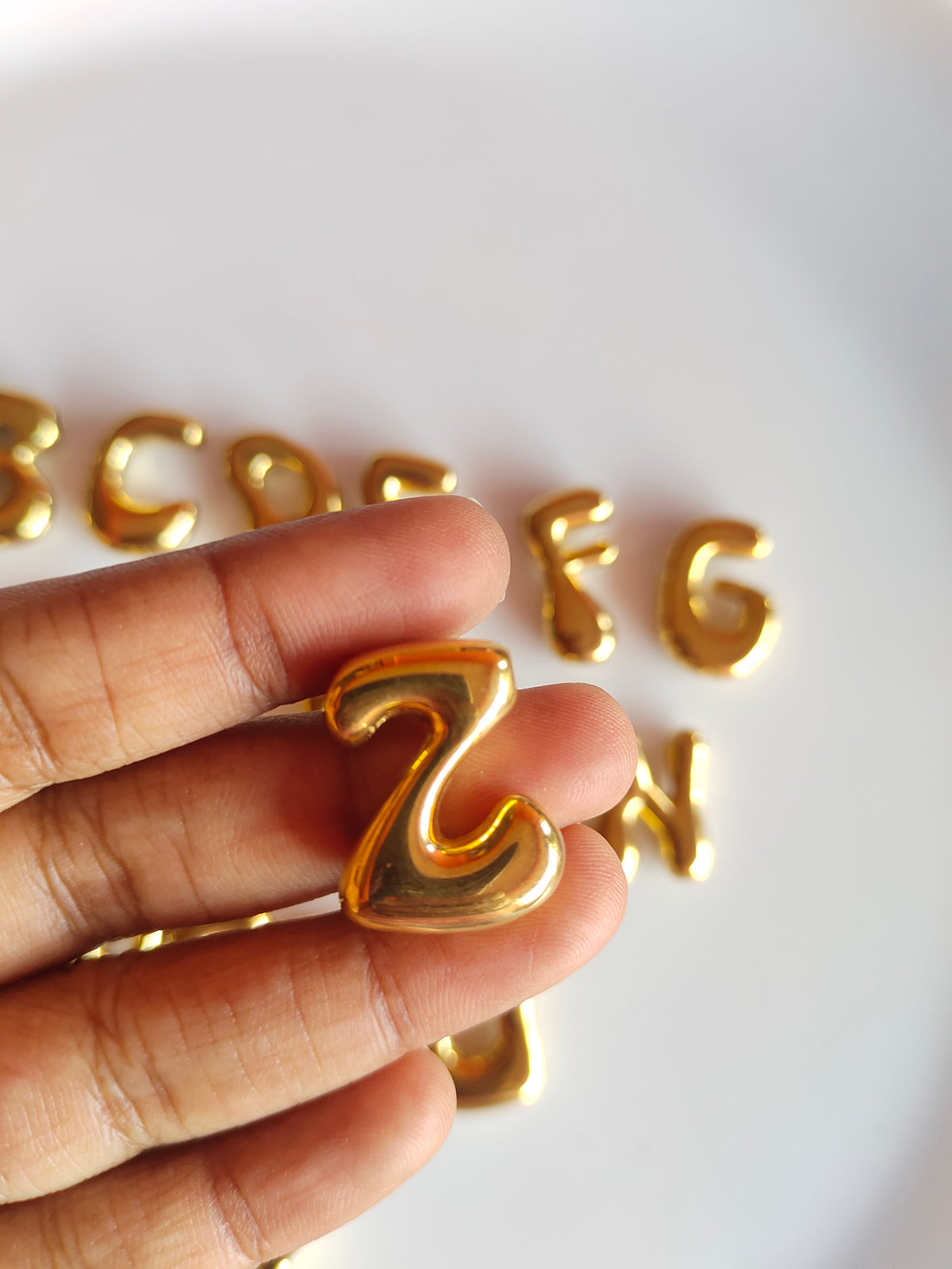 Bubble Alphabet SS 18k Gold PVD Plated Bead Charm - 1 Piece - Anti Tarnish