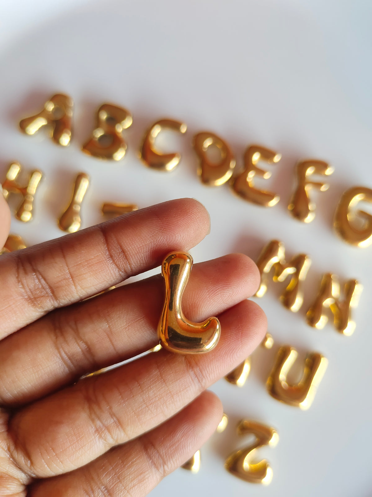 Bubble Alphabet SS 18k Gold PVD Plated Bead Charm - 1 Piece - Anti Tarnish