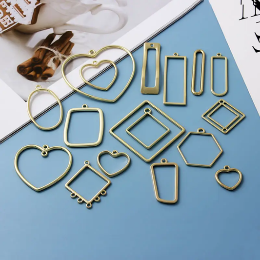 14k Gold Plated Zinc Alloy Geometric Bezels - 1 Piece
