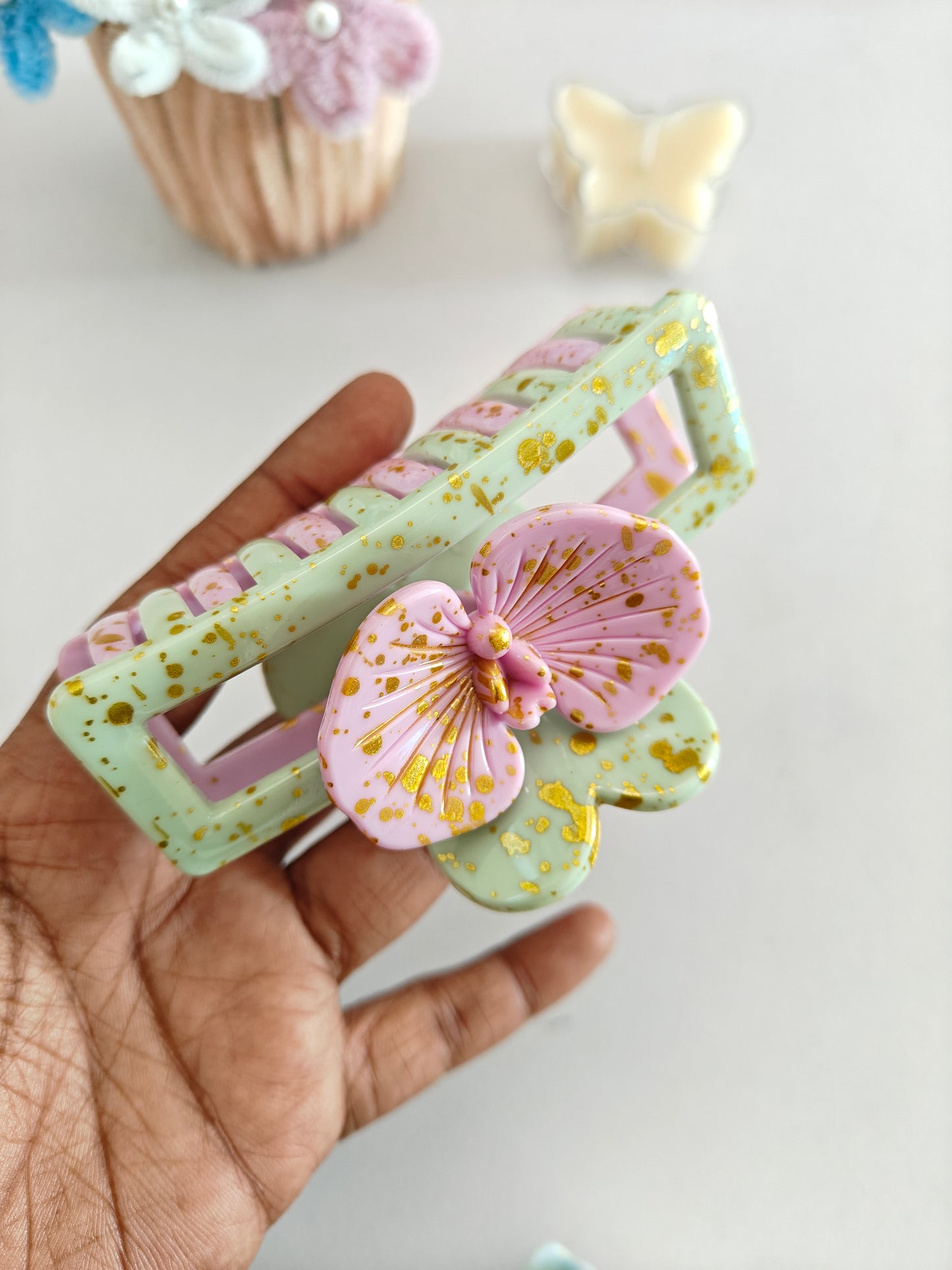 Dual Shade Orchid Claw Clips