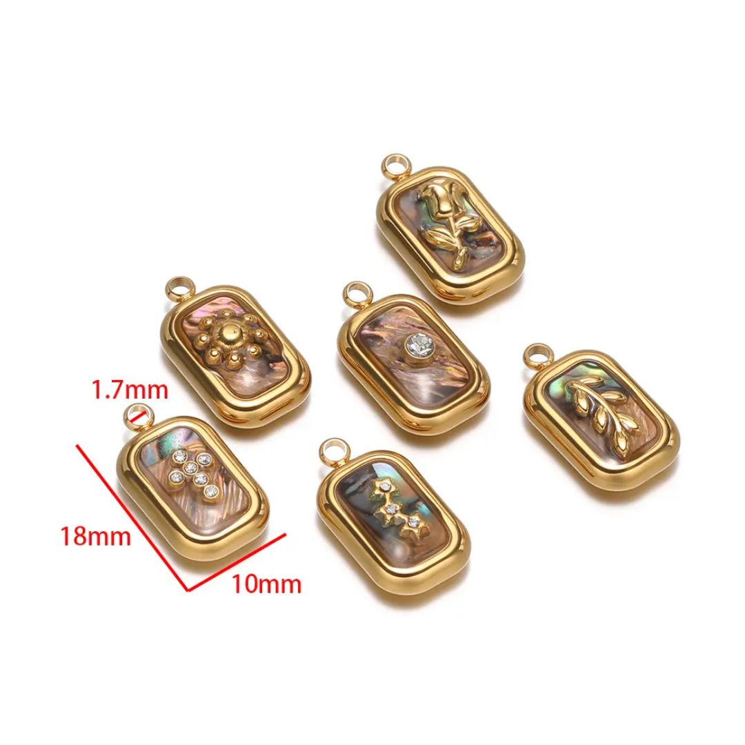 SS 18k Gold Plated Rose Multi-Colored Enamel Charm - 1 Piece