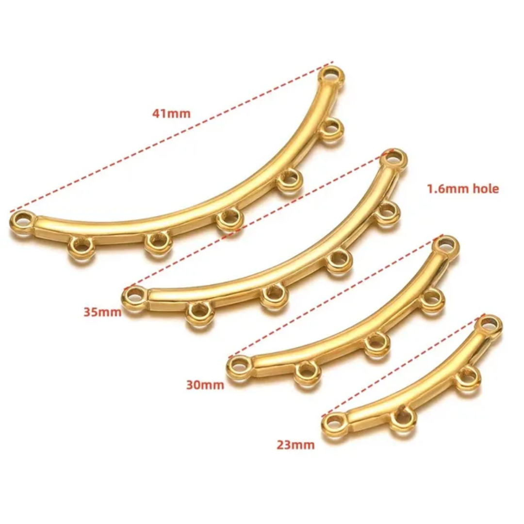 Stainless Steel Bend Multi Loop Connector Charm - 1 Piece