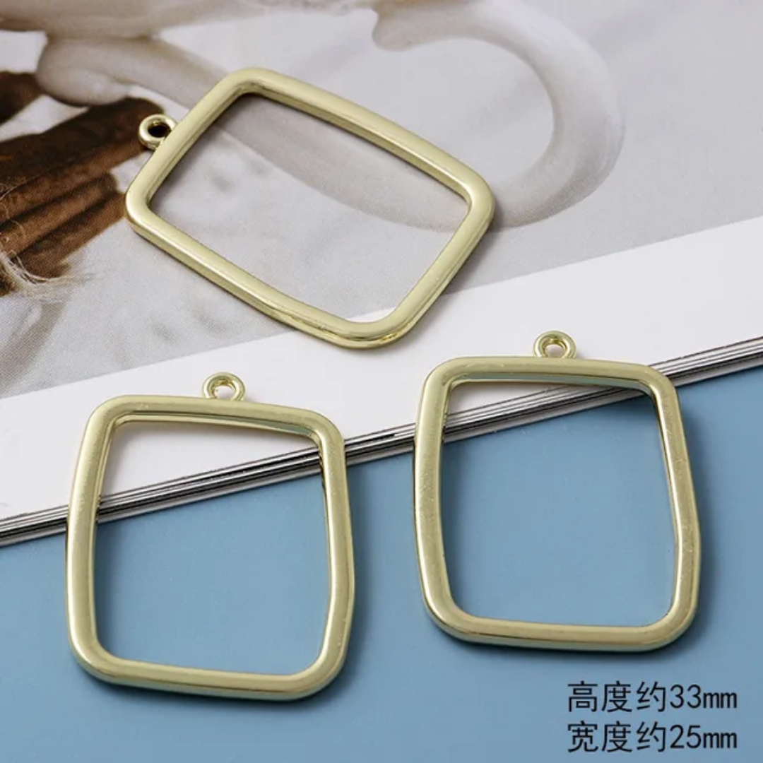 14k Gold Plated Zinc Alloy Geometric Bezels - 1 Piece