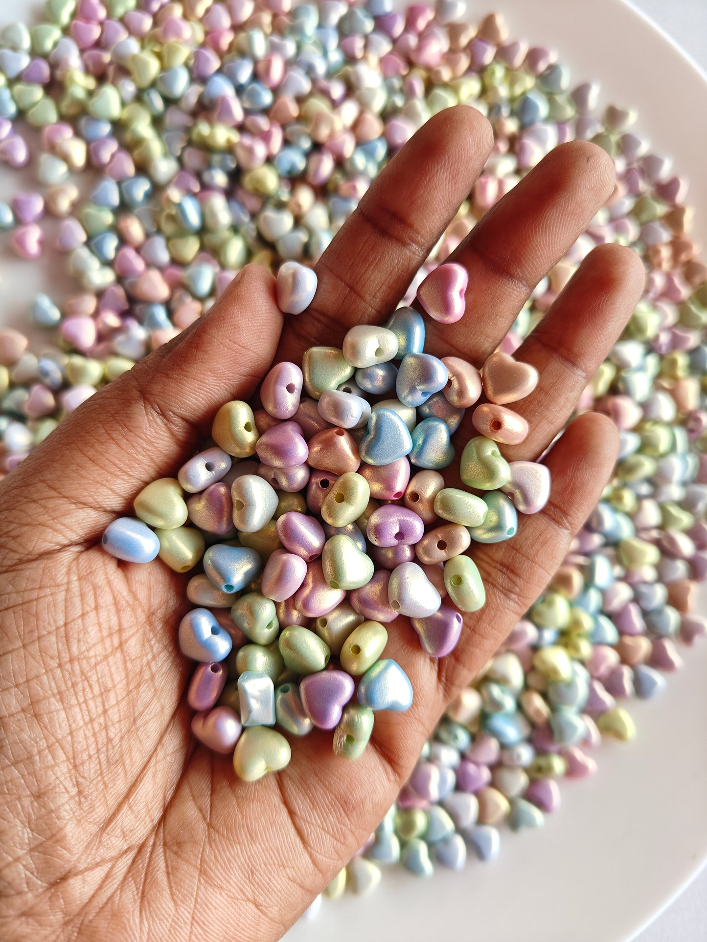 Multicolor Metallic Heart Spacer Beads - 20g