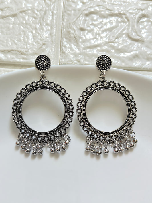 Silver Round Jhumka Base - 1 Pair