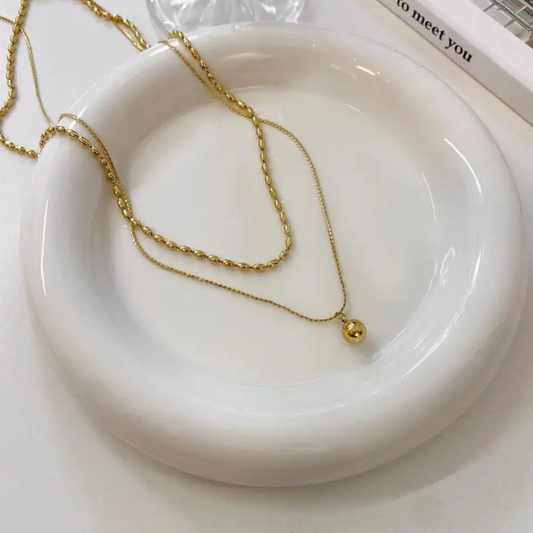 Ball Pendant Double Layer Chain