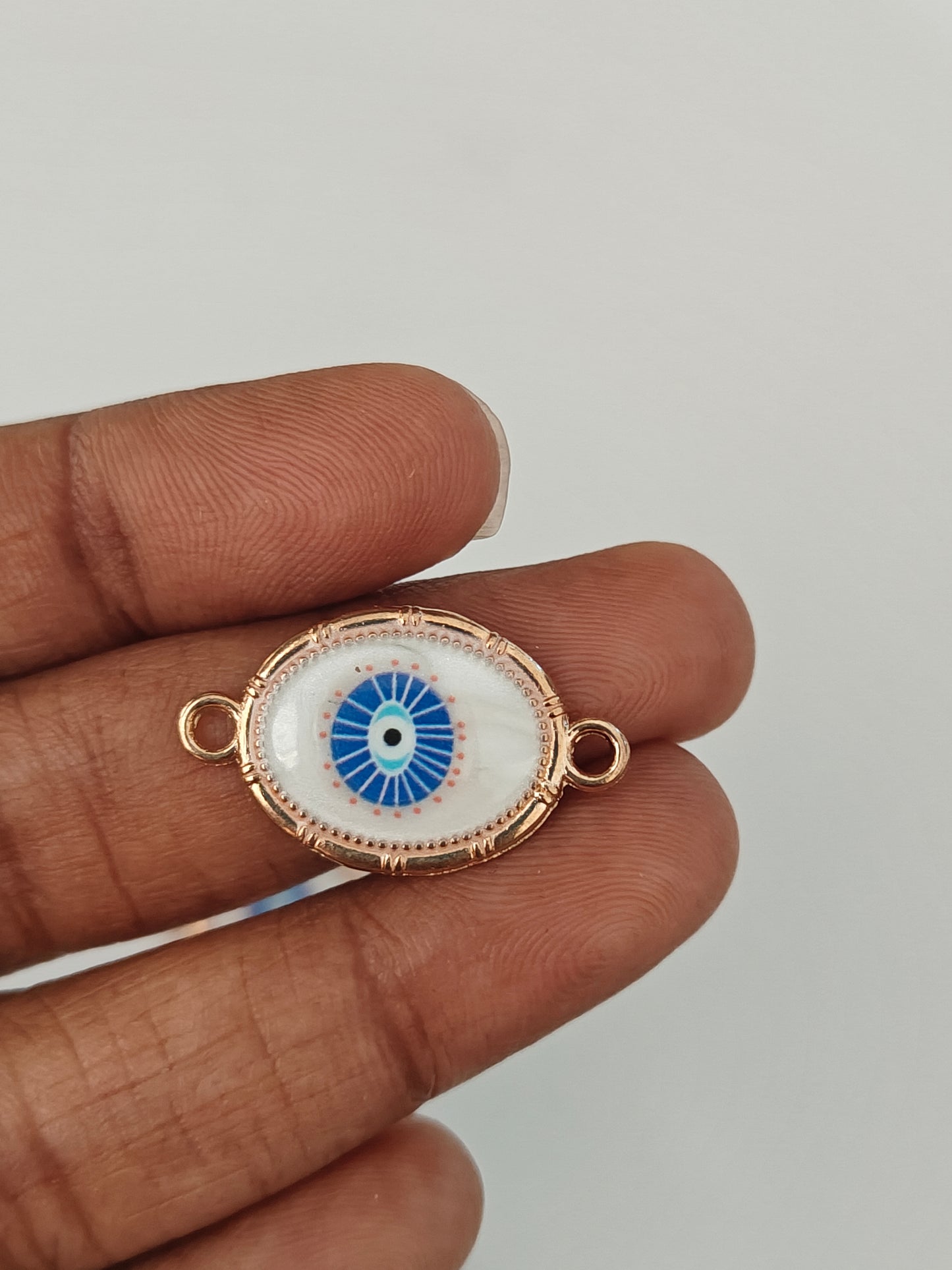 Oval Evil Eye Connector Charm - 1 Piece