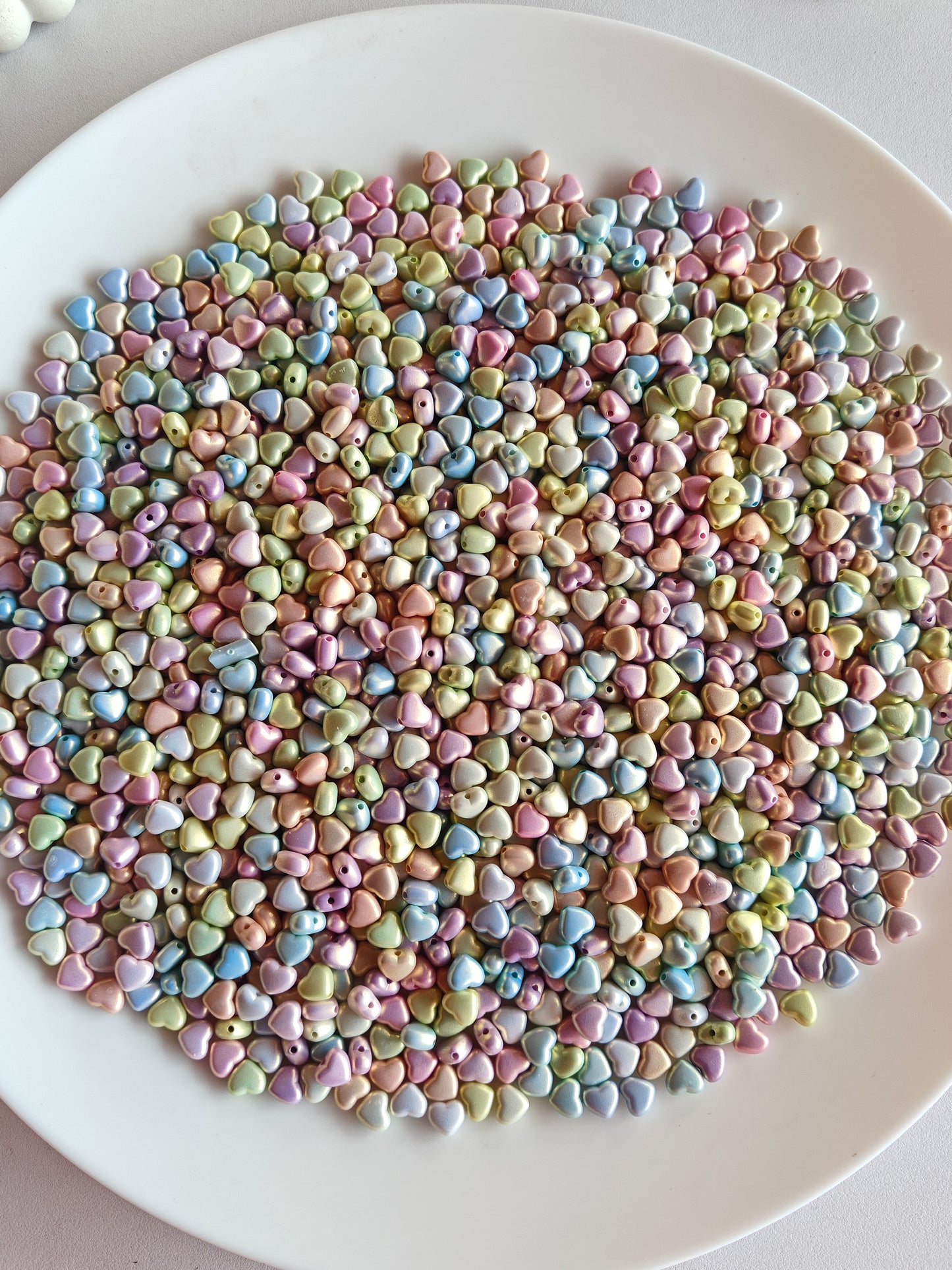 Multicolor Metallic Heart Spacer Beads - 20g