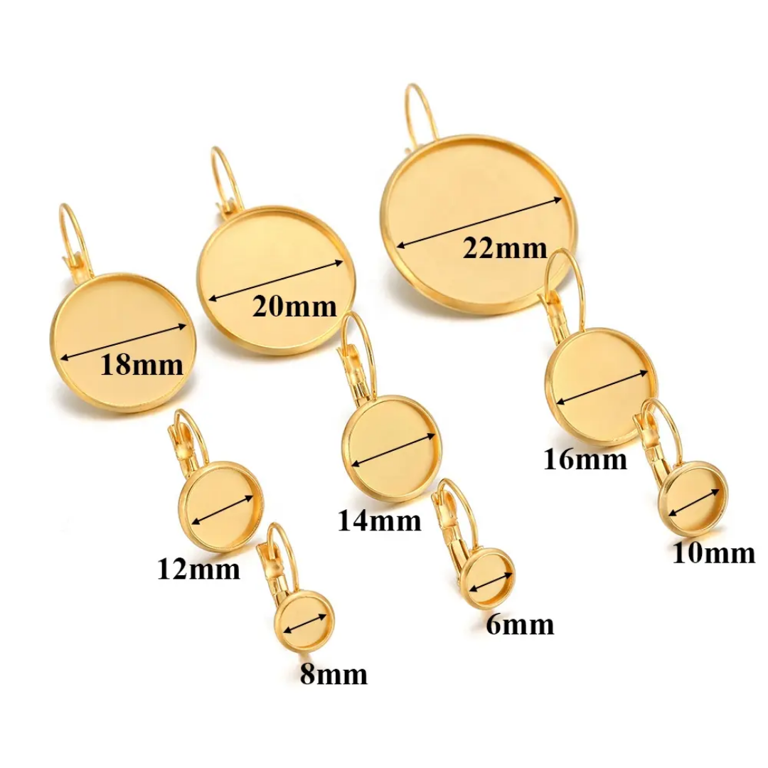 Circle Lever Back 12mm Earring SS 18k Gold PVD Plated - 1 Pair