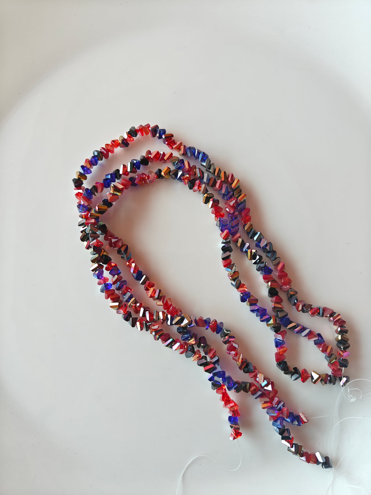 Premium Dark Blue & Red Triangle Crystal Beads