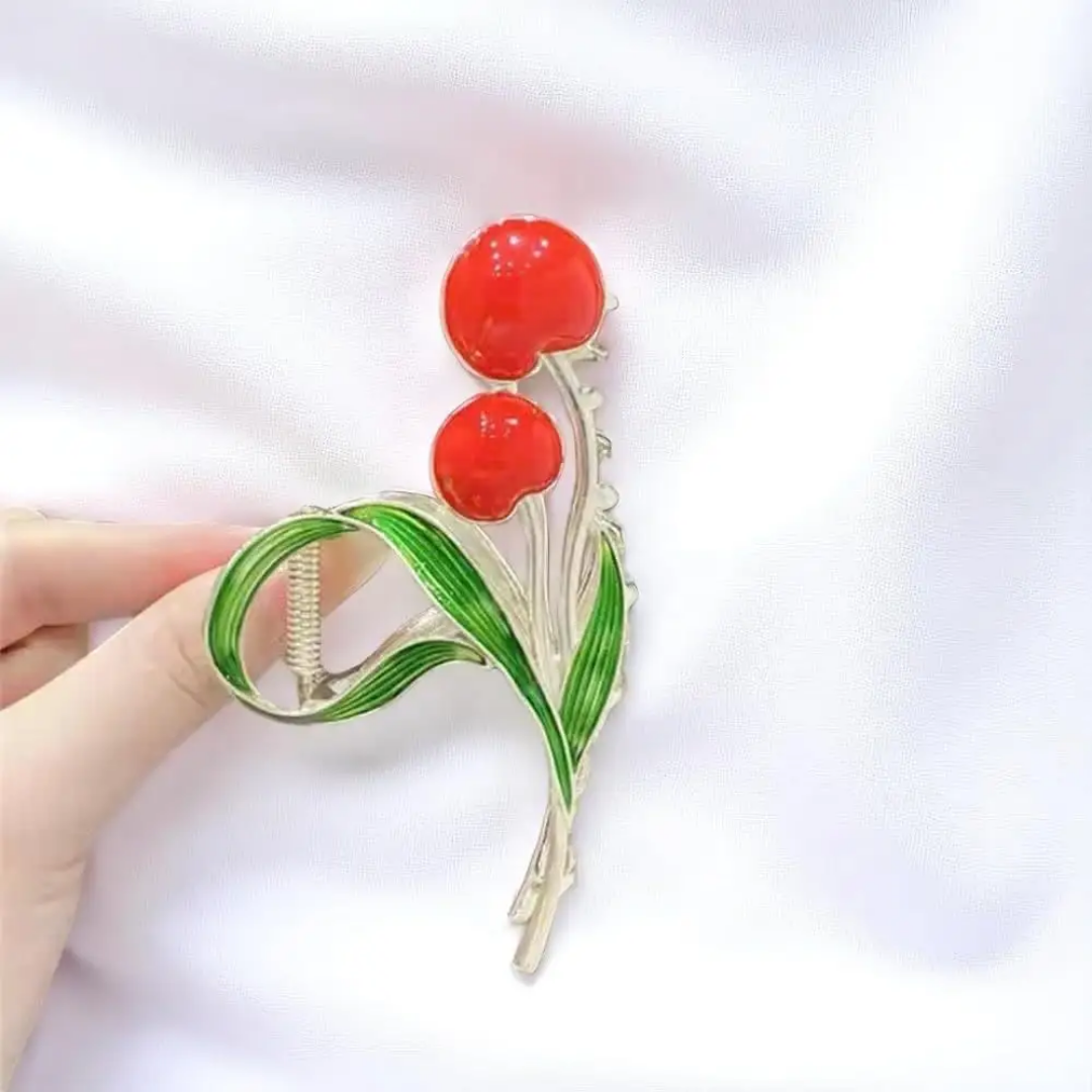 Cherry Metal Claw Clip