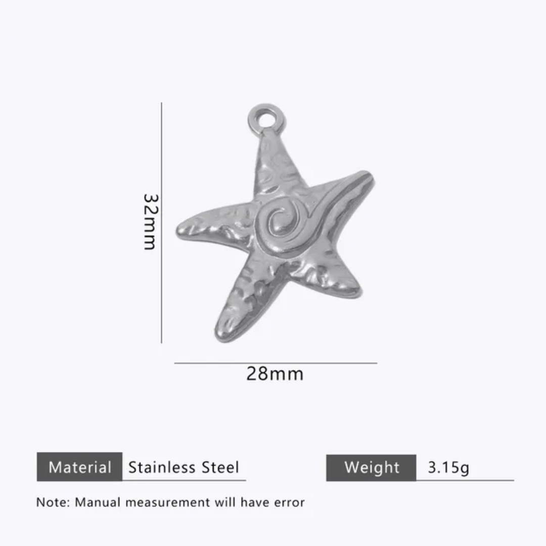 Starfish Charm - 18K Gold PVD Plated Stainless Steel - Anti Tarnish - 1 Piece