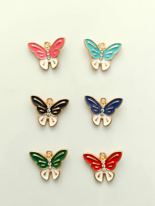 Dual Shade Butterfly Enamel Charm - 1 Piece