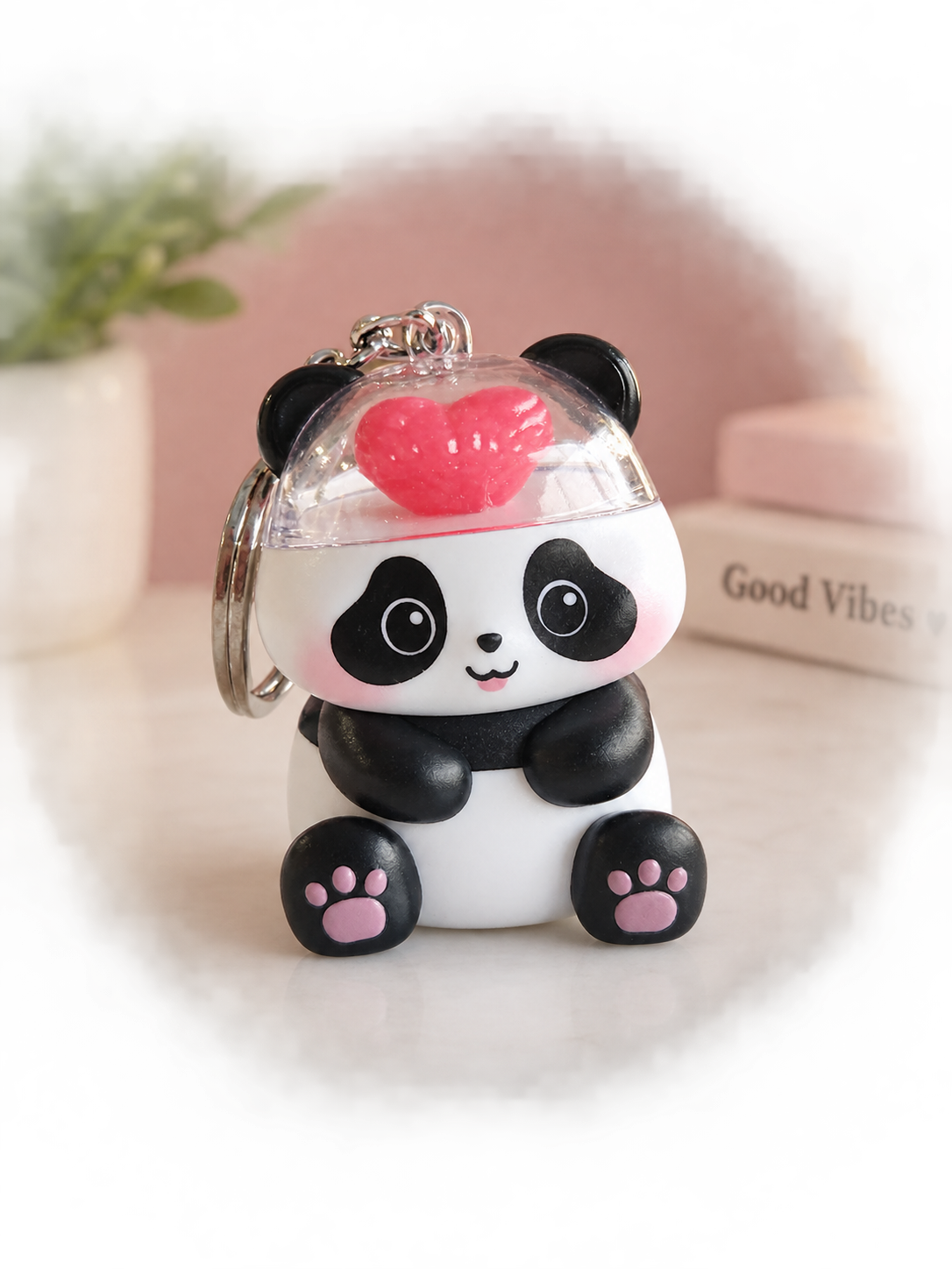Mini Love Panda Light Keychain - Black