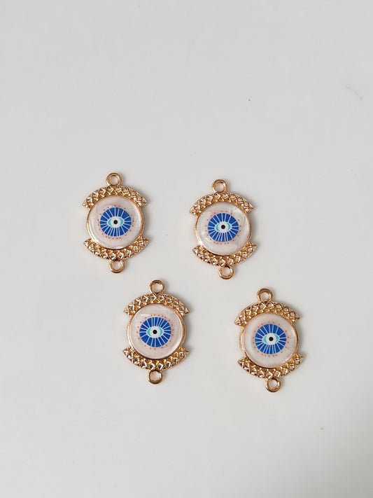 Round Evil Eye Connector Charm - 1 Piece