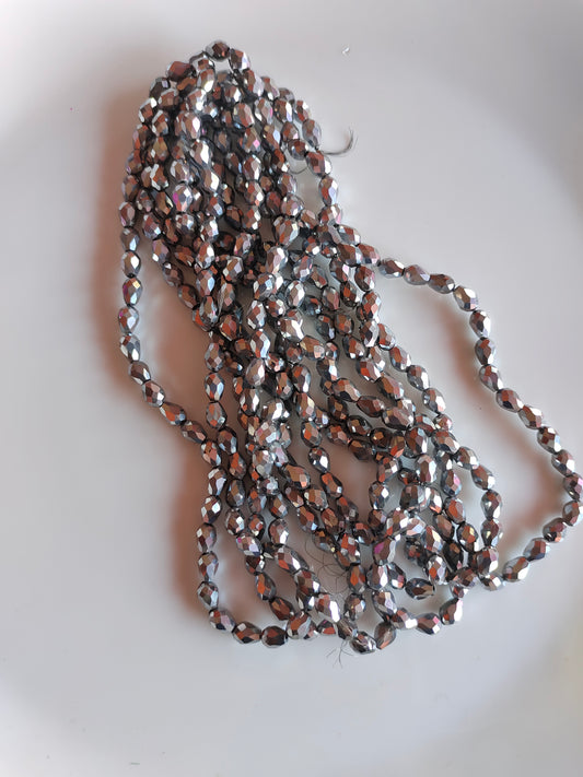 Drop 8*5mm Crystal Beads Silver