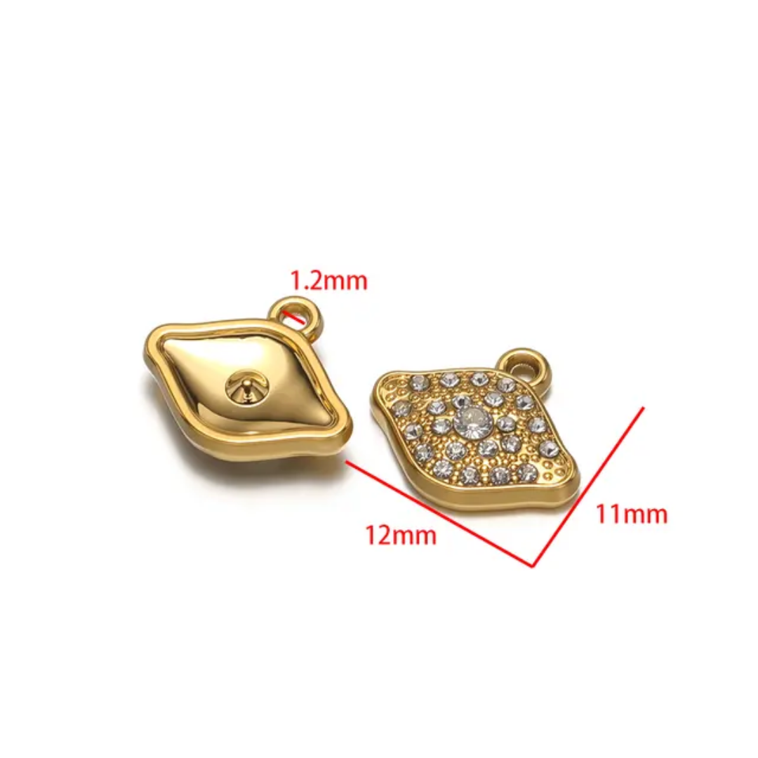 Evil Eye Zircon SS 18k Gold PVD Plated Charm - 1 Piece