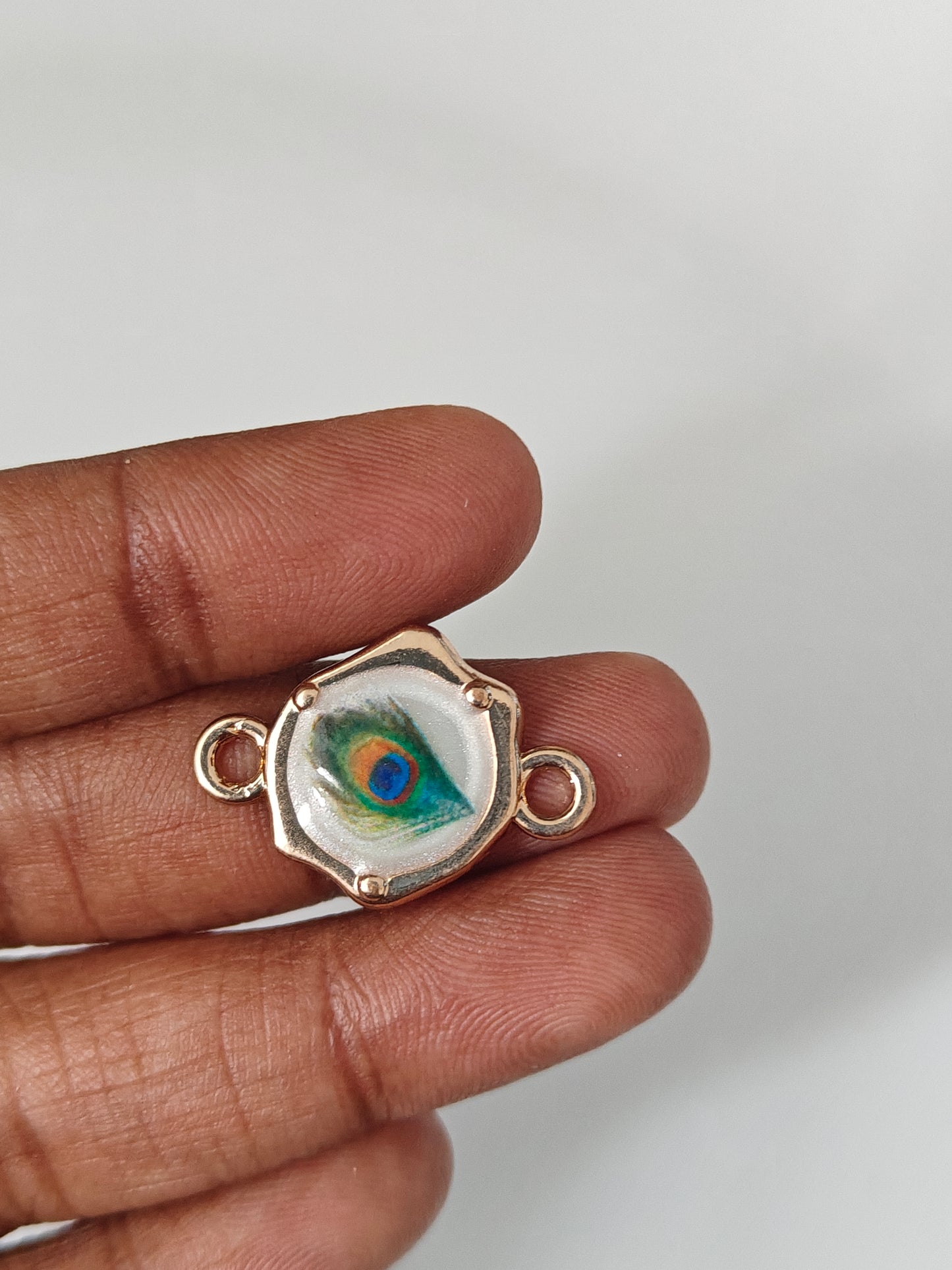 Hexagon Feather Connector Charm - 1 Piece
