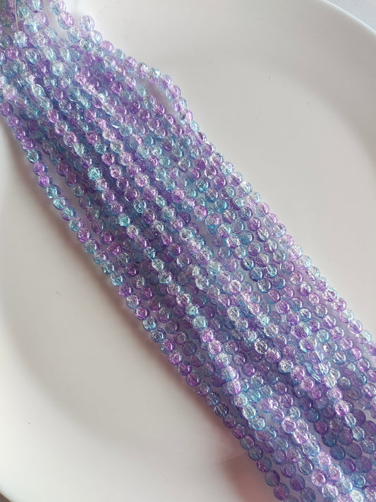 Dual Shade Crackle Beads 8mm Purplish Blue - approx. 100 beads
