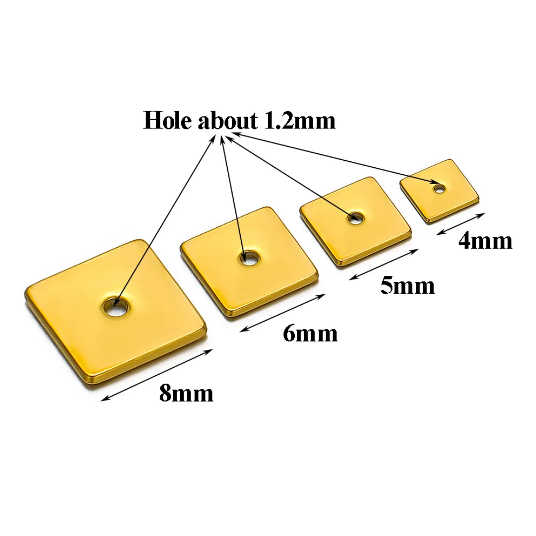 Square Loose Spacer Bead SS 18k Gold PVD Plated Charm - 1 Piece