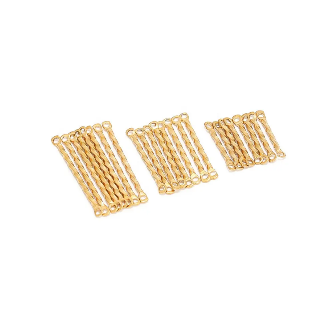Twisted Bar Connector SS 18k Gold PVD Plated - 1 Piece