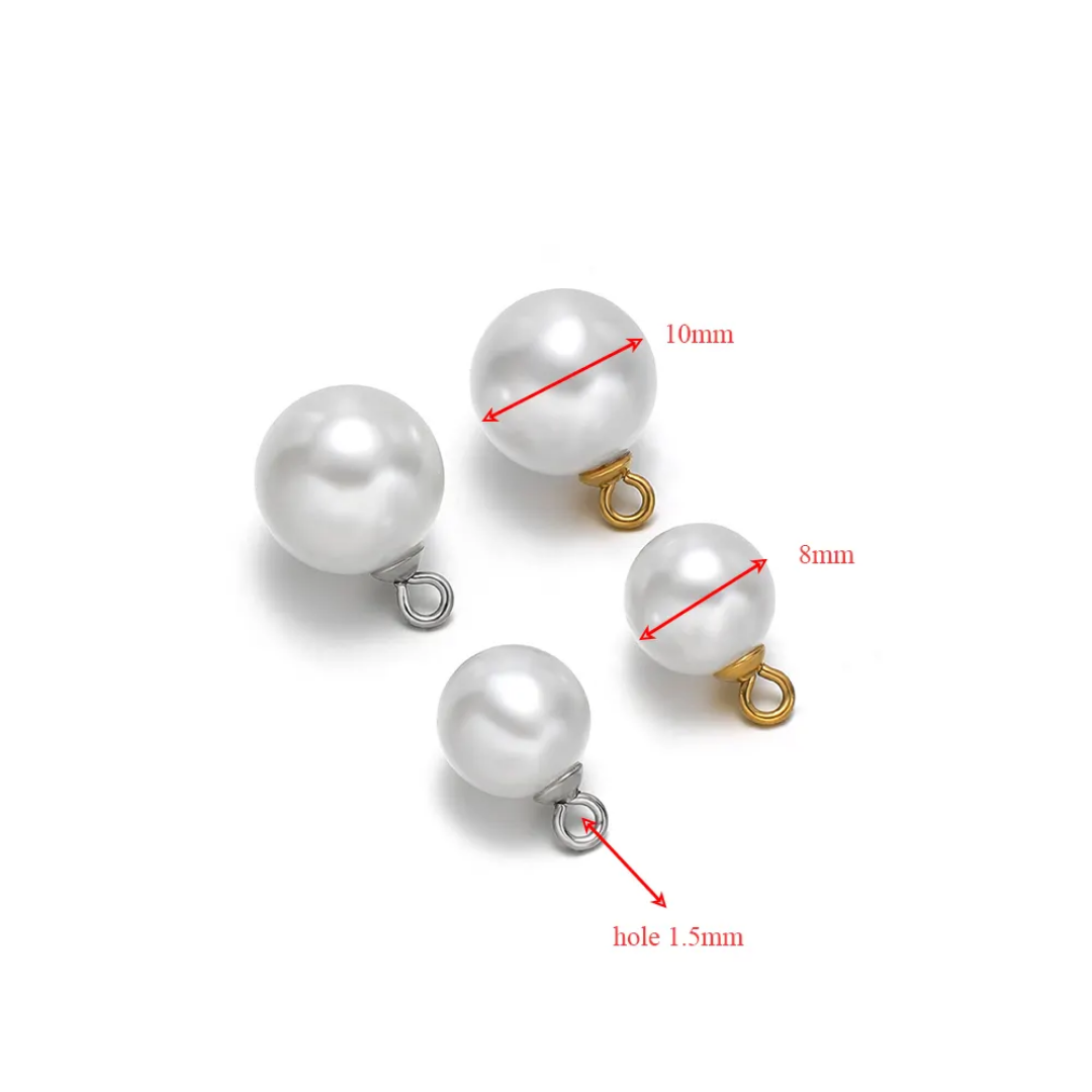 White Round Pearl Charm - 1 Piece
