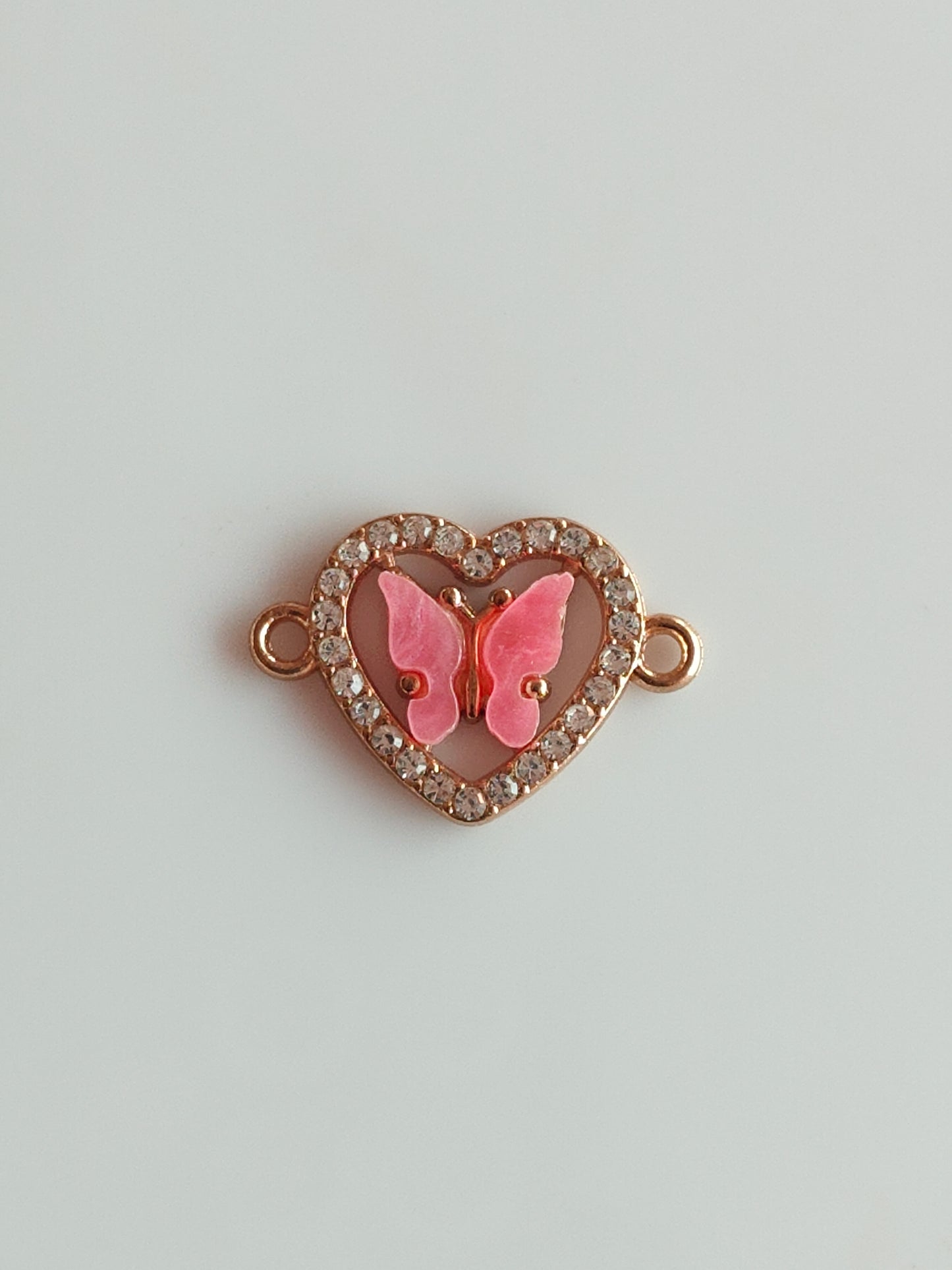 Stone Heart Butterfly Charm - 1 Piece