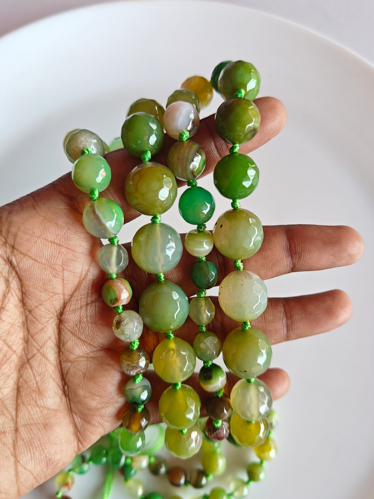 Green Multi size Beads - 1 String