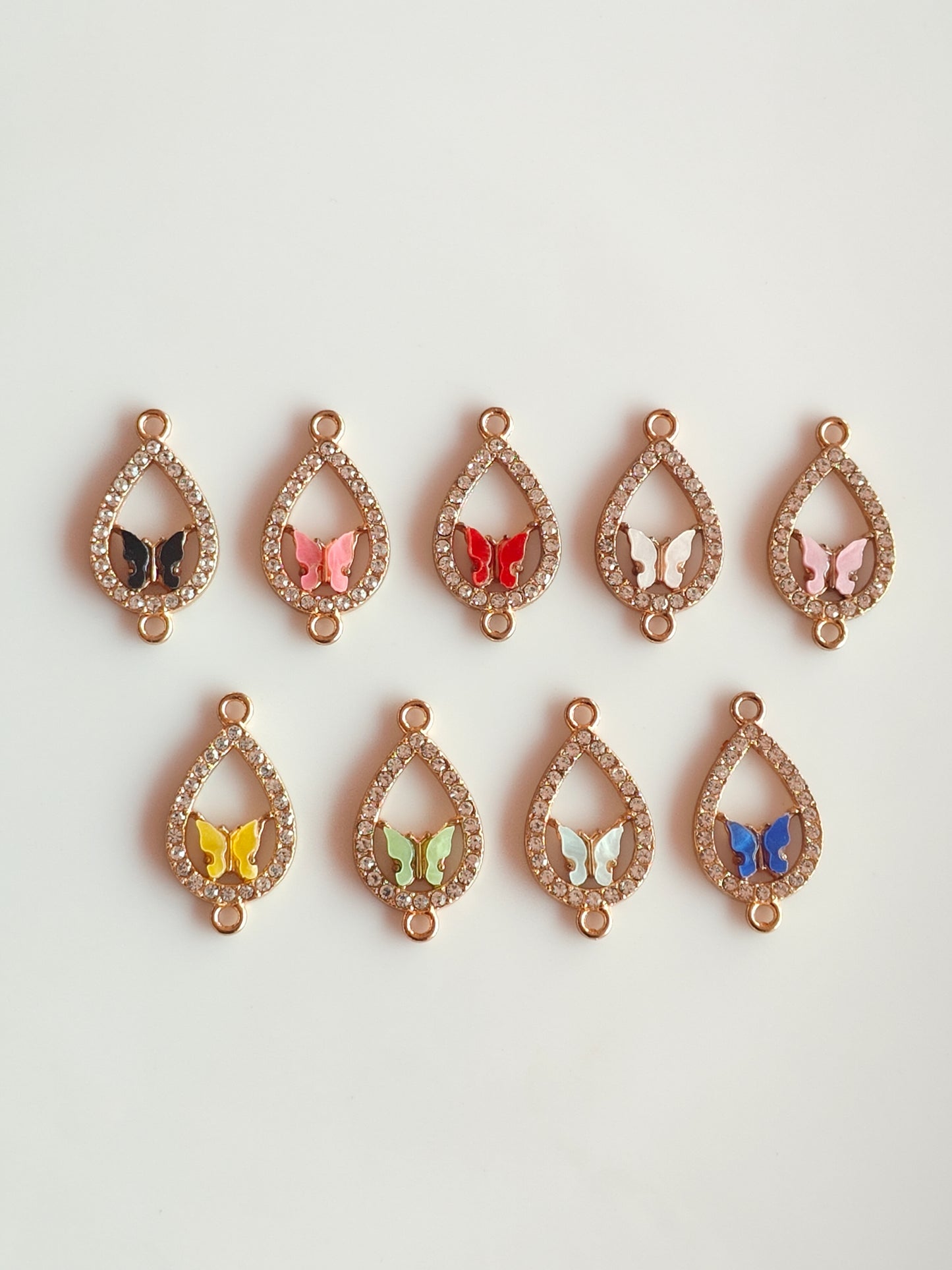 Stone Drop Butterfly Charm - 1 Piece