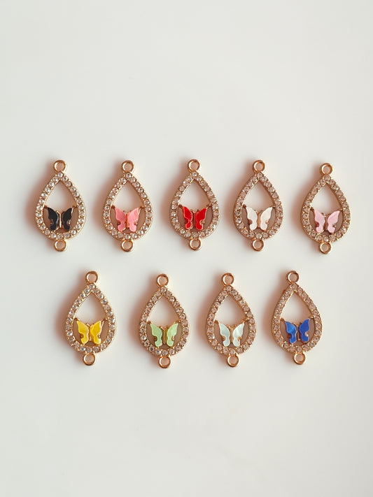 Stone Drop Butterfly Charm - 1 Piece