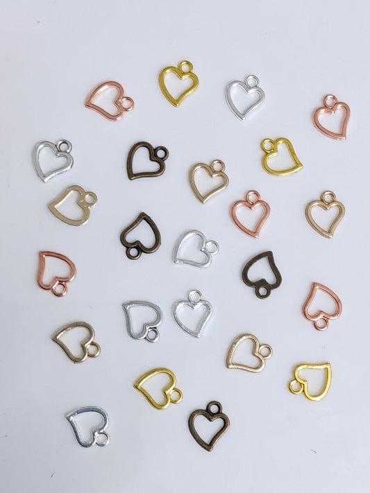 Mini Heart Bezel Charm - 1 Piece