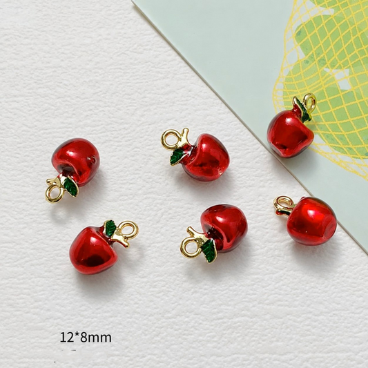 Apple Enamel Fruit 14k Gold Plated Charm - 1 Piece - Anti Tarnish