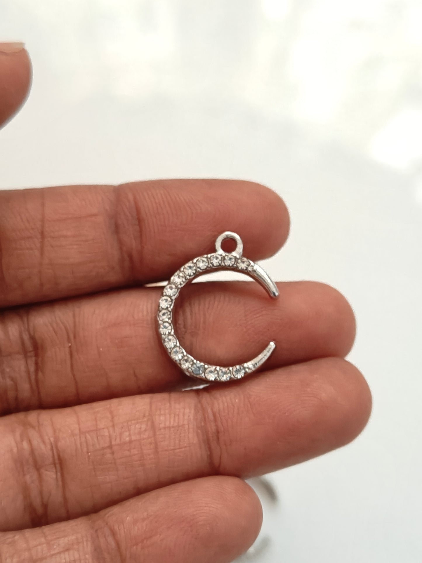 Stoned Crescent Charm - 1 Piece