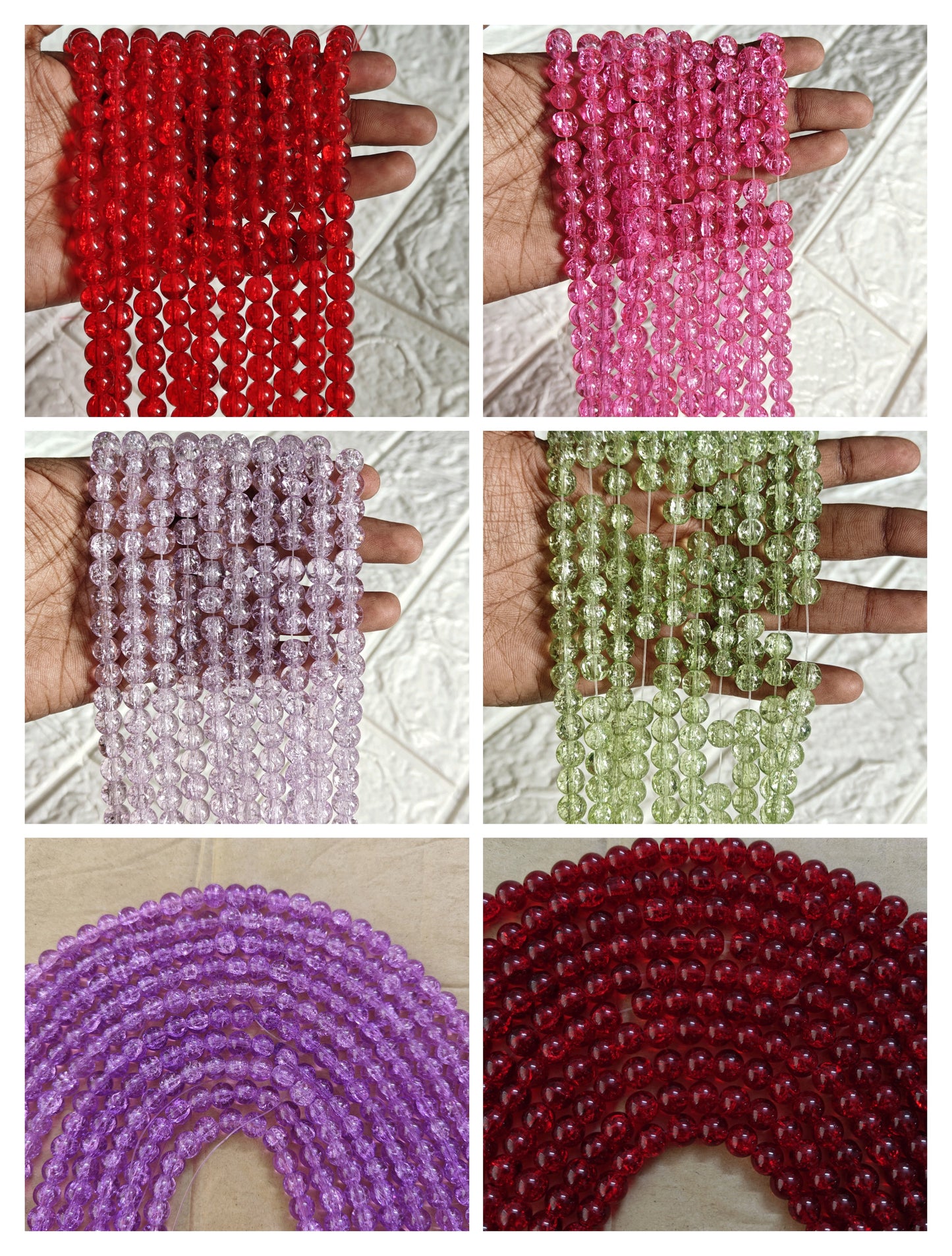Crackle Beads 8mm - Mix of any 10 strings