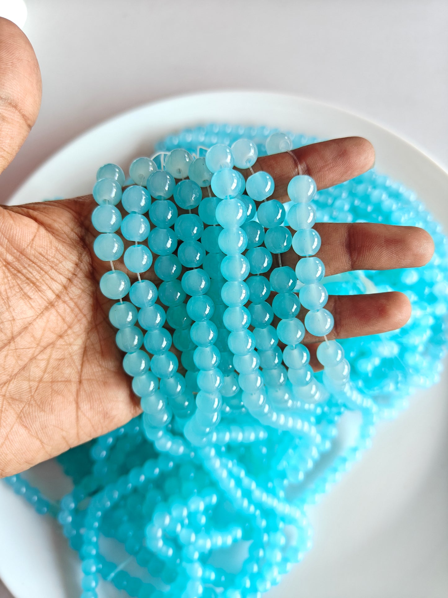 Jelly Beads 8mm Sky Blue - approx. 100 beads