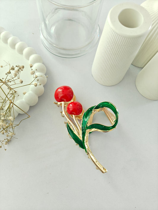 Cherry Metal Claw Clip