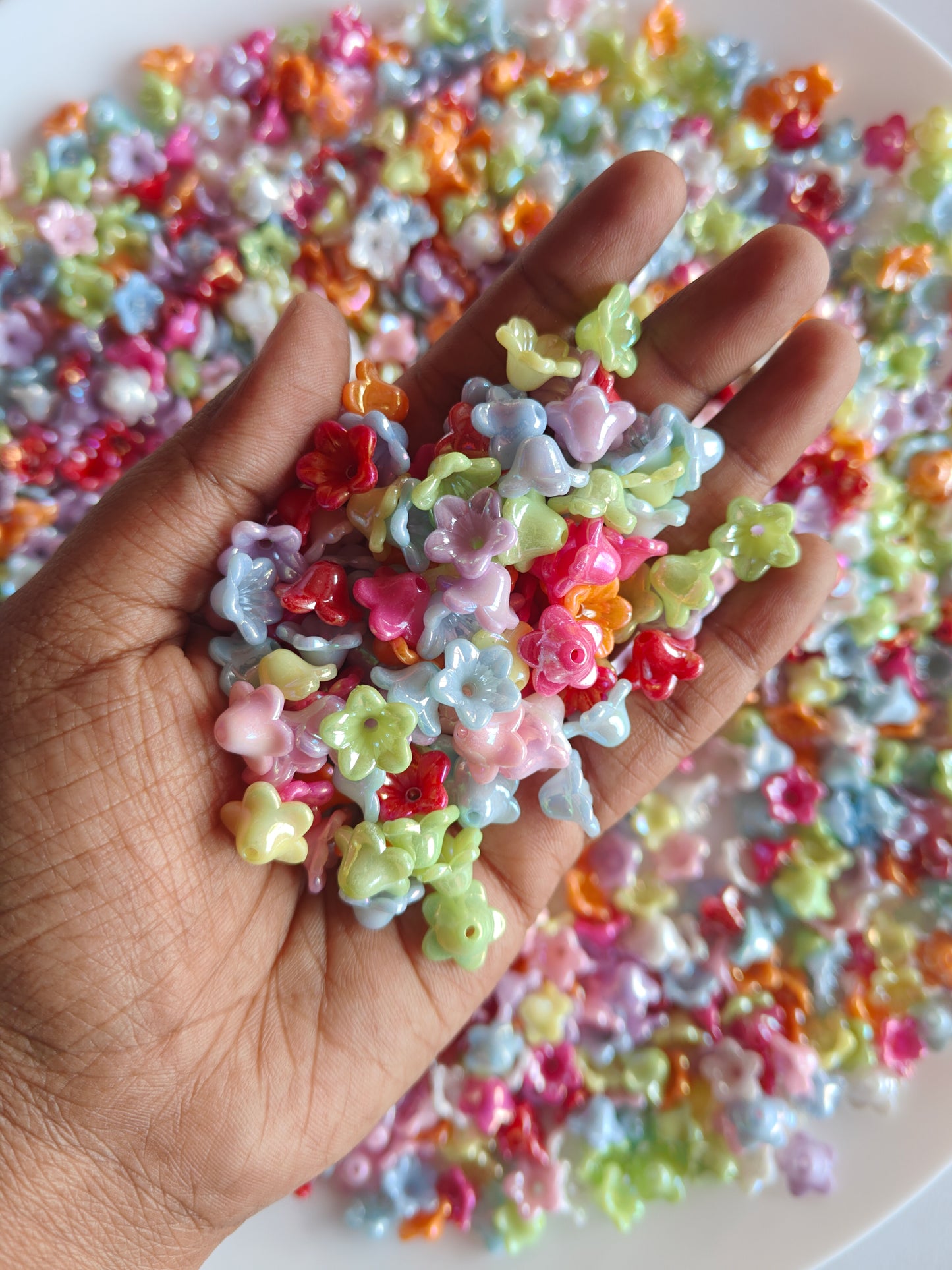 Acrylic Opaque Bouquet Flower Beads - 20g