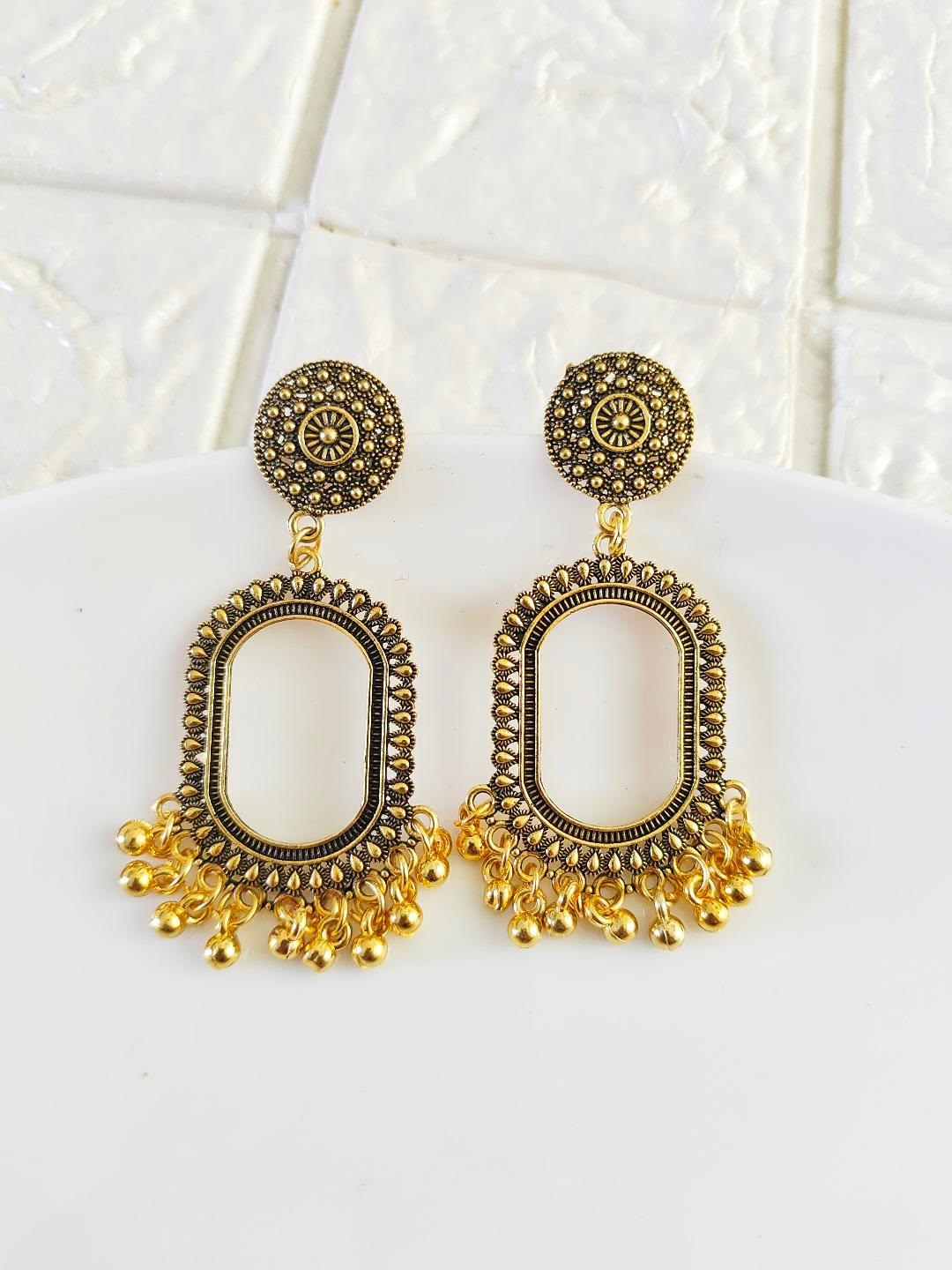 Gold Oval Jhumka Base - 1 Pair