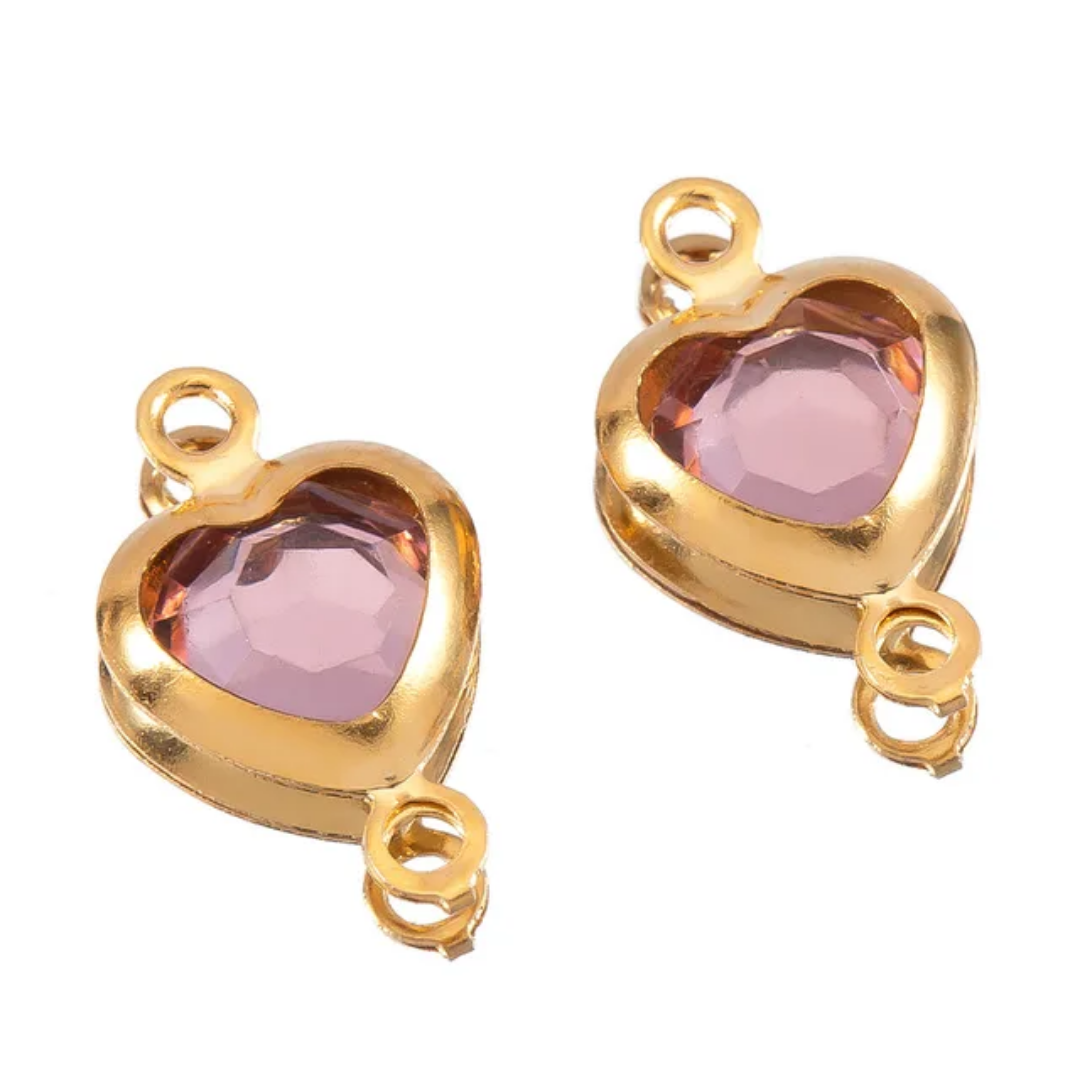 ZC Heart Connector Charm - 18k Gold PVD Plated Stainless Steel- Anti Tarnish  - 1 Piece