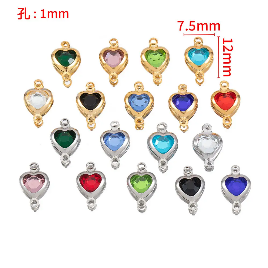 ZC Heart Connector Charm - 18k Gold PVD Plated Stainless Steel- Anti Tarnish  - 1 Piece