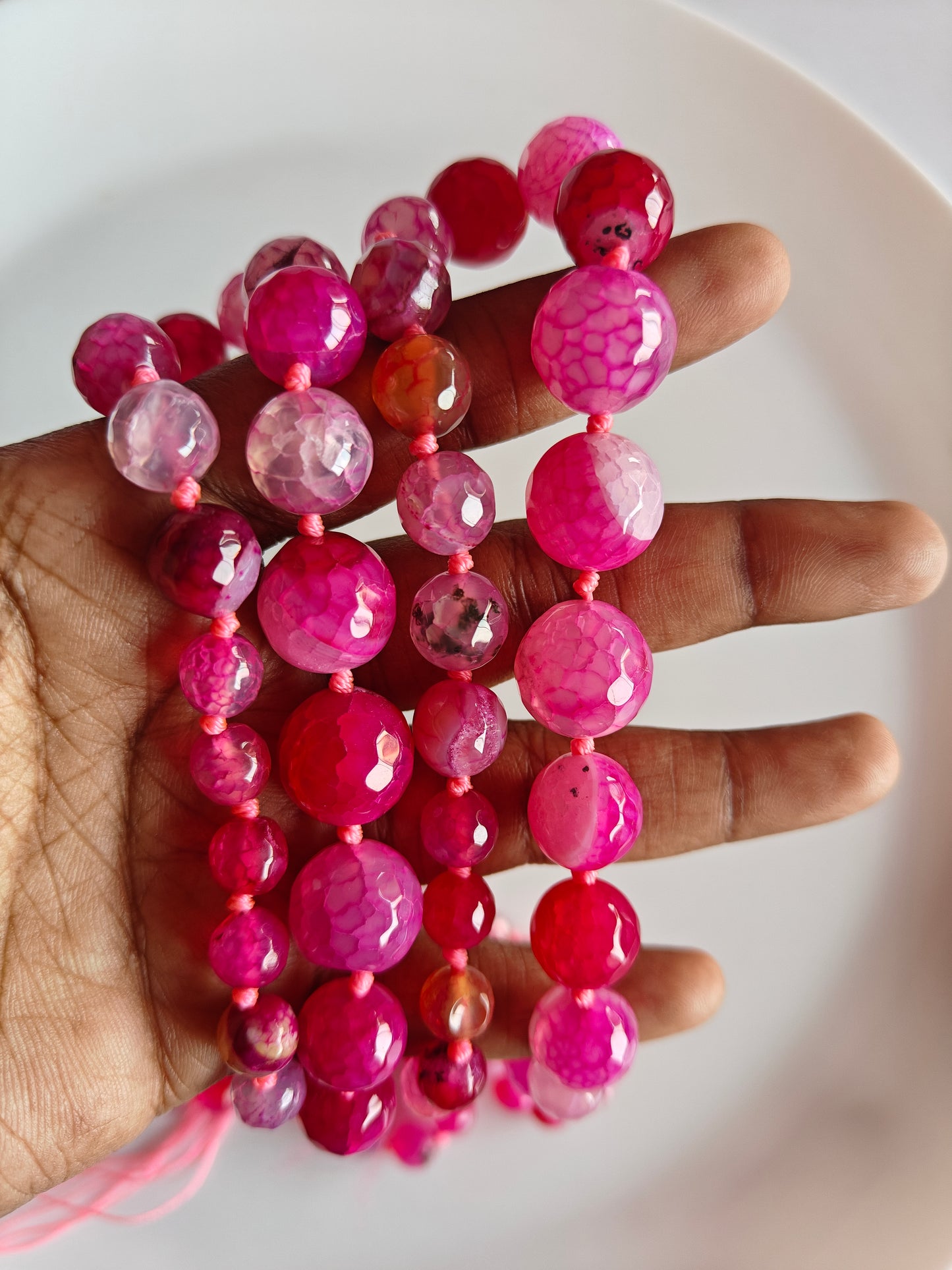 Dark Pink Multi size Beads - 1 String