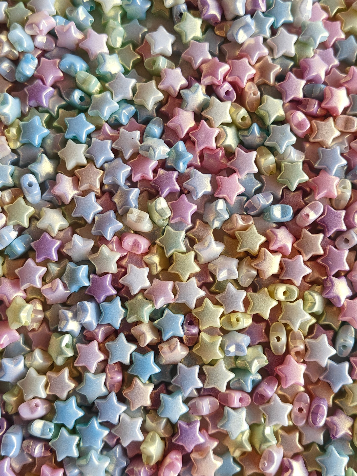 Multicolor Metallic Star Spacer Beads - 20g