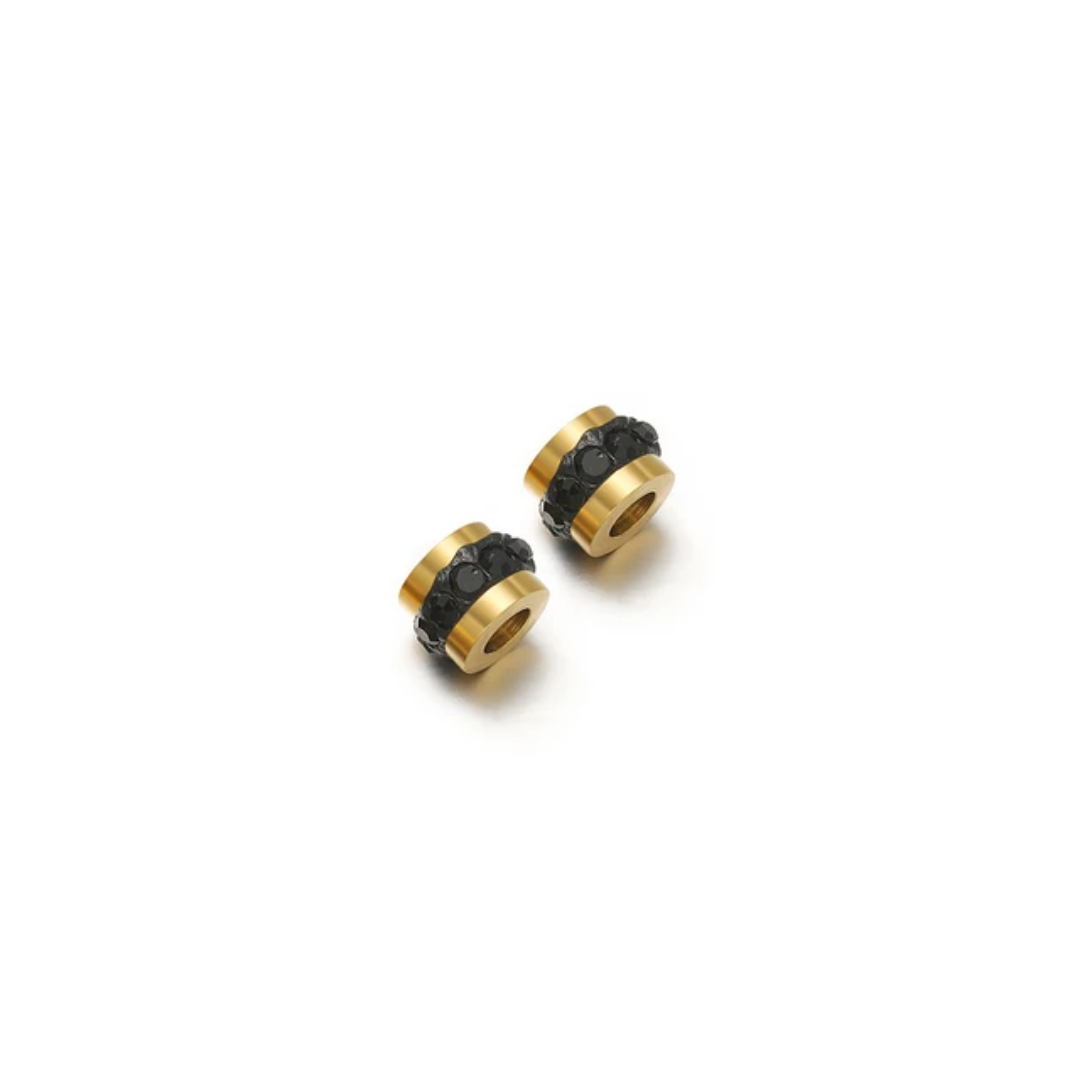 Mini Zircon Spacer Bead - 18k Gold PVD Stainless Steel - 1 Piece